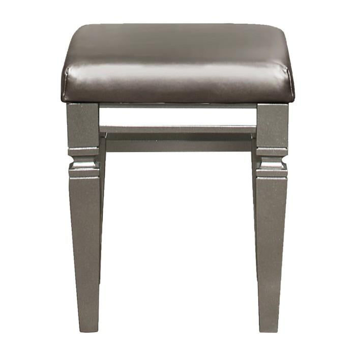 Homelegance Tamsin Vanity Stool in Silver Grey Metallic 1616-14  Las Vegas Furniture Stores