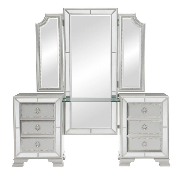 Homelegance Avondale Vanity Dresser with Mirror in Silver 1646-15  Las Vegas Furniture Stores