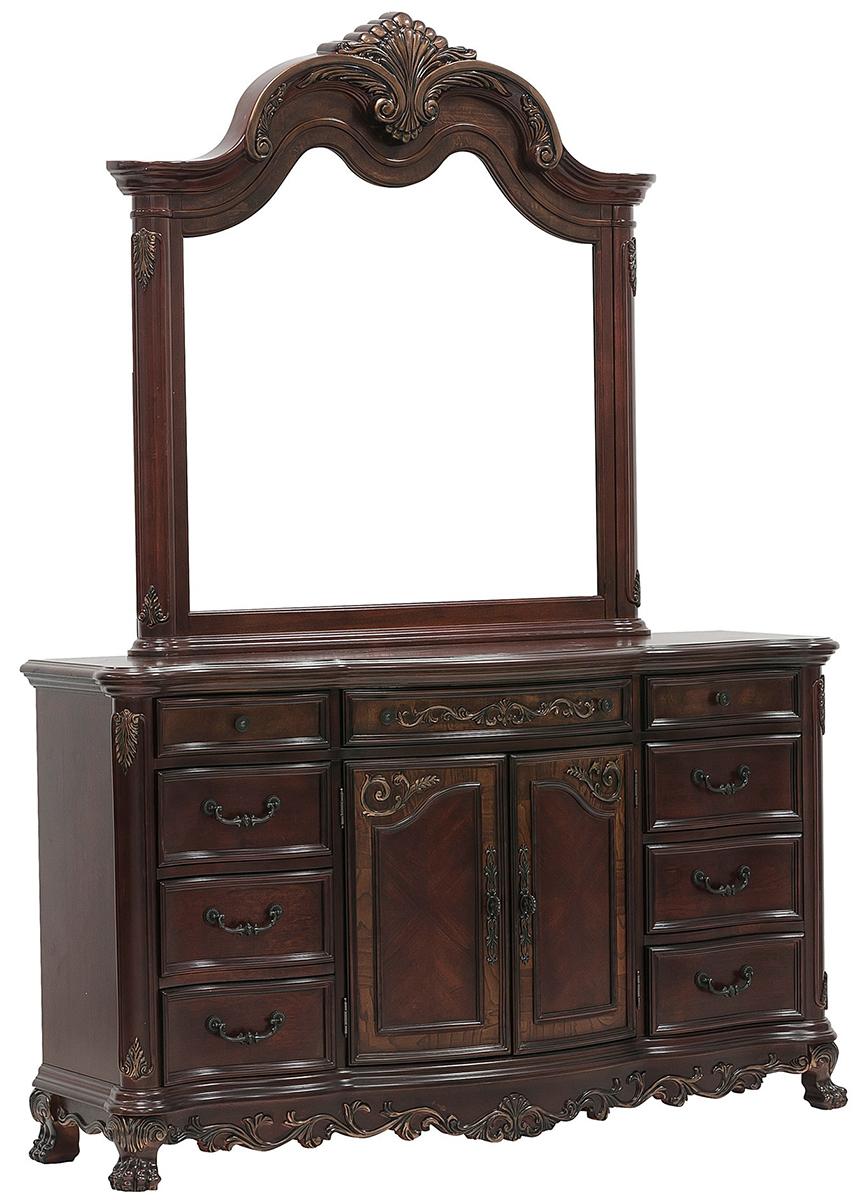 Homelegance Deryn Park Mirror in Cherry 2243-6 - Mirror - Half Price Furniture