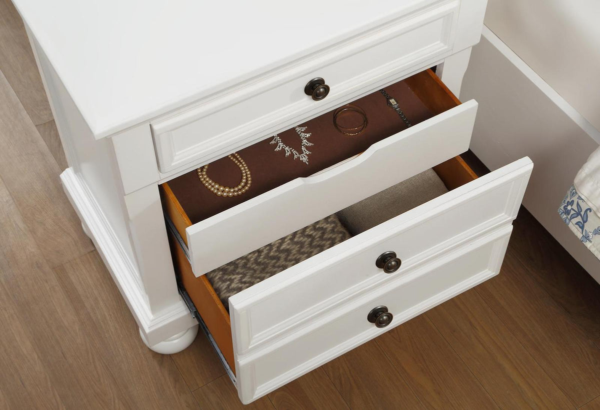 Homelegance Laurelin 3 Drawer Nightstand in White 1714W-4 Half Price Furniture