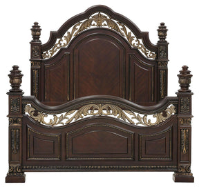 Homelegance Catalonia Queen Poster Bed in Cherry 1824-1 - Bed - Half Price Furniture