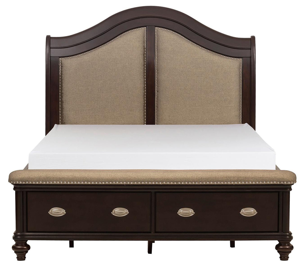 Homelegance Marston Queen Sleigh Storage Bed in Dark Cherry 2615DC-1 - Bed - Half Price Furniture