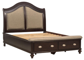 Homelegance Marston Queen Sleigh Storage Bed in Dark Cherry 2615DC-1 - Bed - Half Price Furniture
