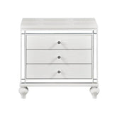 Homelegance Alonza 3 Drawer Nightstand in White 1845-4 Half Price Furniture