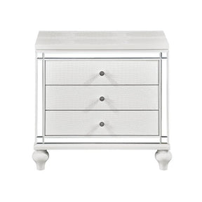 Homelegance Alonza 3 Drawer Nightstand in White 1845-4 Half Price Furniture