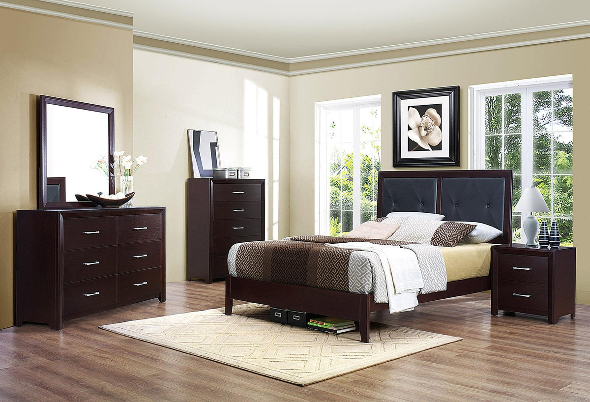 Homelegance Edina 5 Drawer Chest in Espresso-Hinted Cherry 2145-9 - Chest - Half Price Furniture