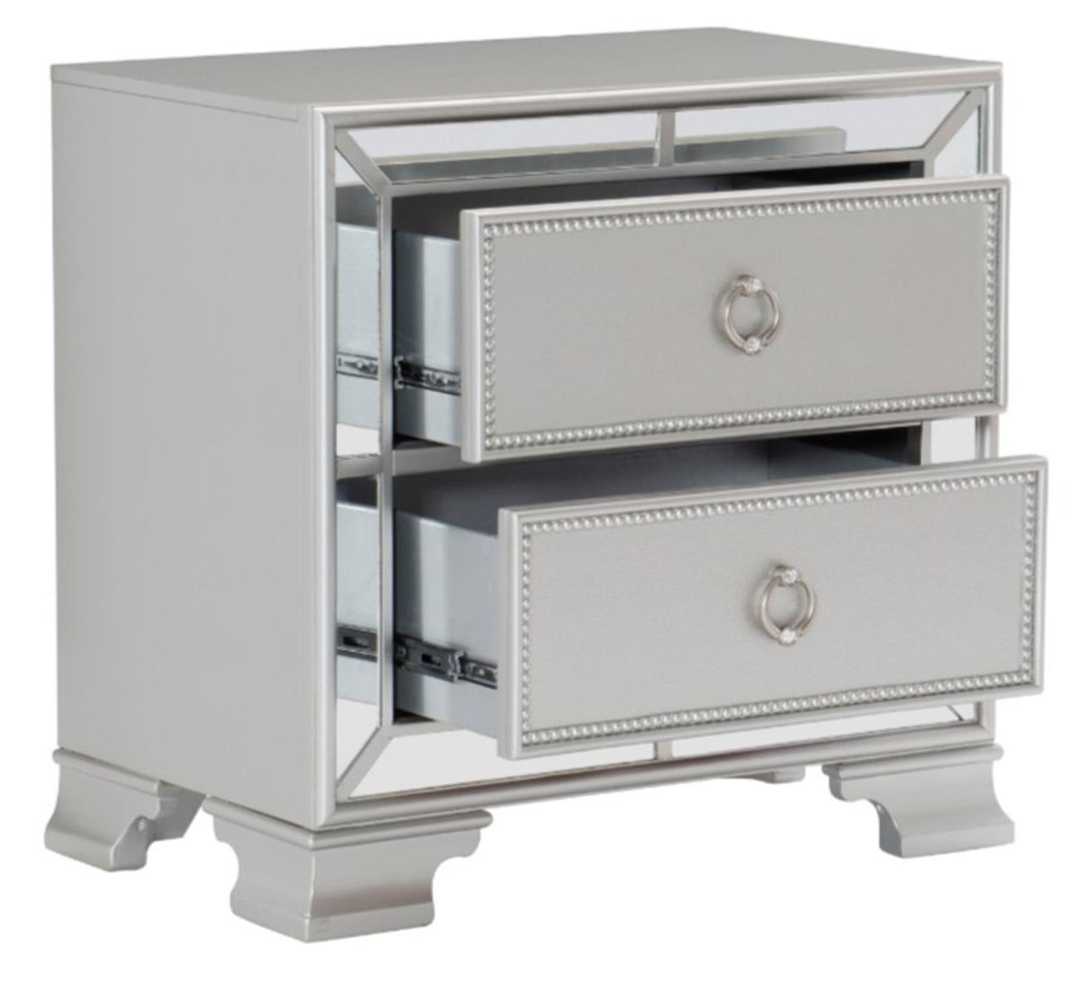 Homelegance Avondale Nightstand in Silver 1646-4 Half Price Furniture