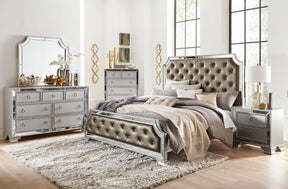 Homelegance Avondale Queen Upholstered Panel Bed in Silver 1646-1* Half Price Furniture