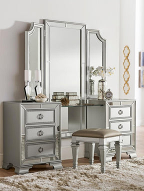 Homelegance Avondale Vanity Stool in Silver 1646-14 - Stool - Half Price Furniture