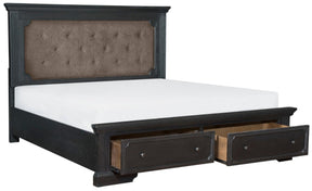 Homelegance Bolingbrook King Upholstered Storage Platform Bed in Coffee 1647K-1EK* - Bed - Half Price Furniture