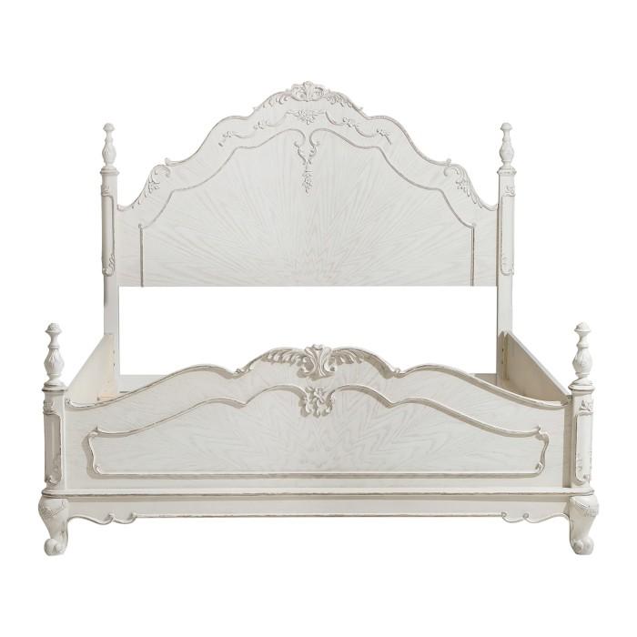 Homelegance Cinderella Queen Poster Bed in Antique White 1386NW-1* Half Price Furniture