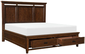 Homelegance Frazier Queen Upholstered Storage Platform Bed in Dark Cherry 1649-1* - Bed - Half Price Furniture