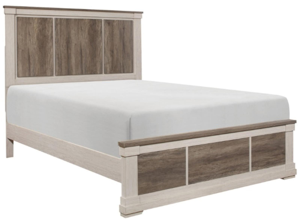 Homelegance Arcadia Queen Panel Bed in White & Weathered Gray 1677-1* Half Price Furniture