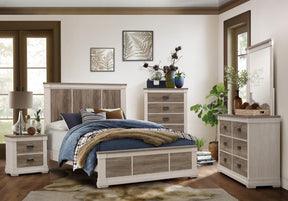 Homelegance Arcadia King Panel Bed in White & Weathered Gray 1677K-1EK* - Bed - Half Price Furniture