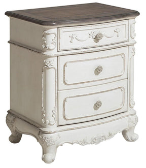 Homelegance Cinderella Night Stand in Antique White with Grey Rub-Through 1386NW-4 - Nightstand - Half Price Furniture