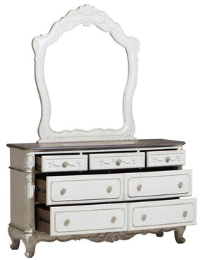 Homelegance Cinderella 7 Drawer Dresser in Antique White with Grey Rub-Through 1386NW-5 - Dresser - Half Price Furniture