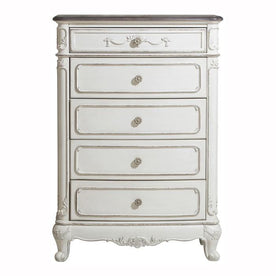 Homelegance Cinderella 5 Drawer Chest in Antique White with Grey Rub-Through 1386NW-9 Half Price Furniture