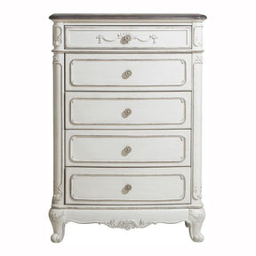 Homelegance Cinderella 5 Drawer Chest in Antique White with Grey Rub-Through 1386NW-9 Half Price Furniture