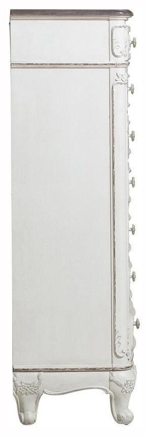 Homelegance Cinderella 7 Drawer Tall Chest Antique White with Grey Rub-Through 1386NW-12 - Chest - Half Price Furniture