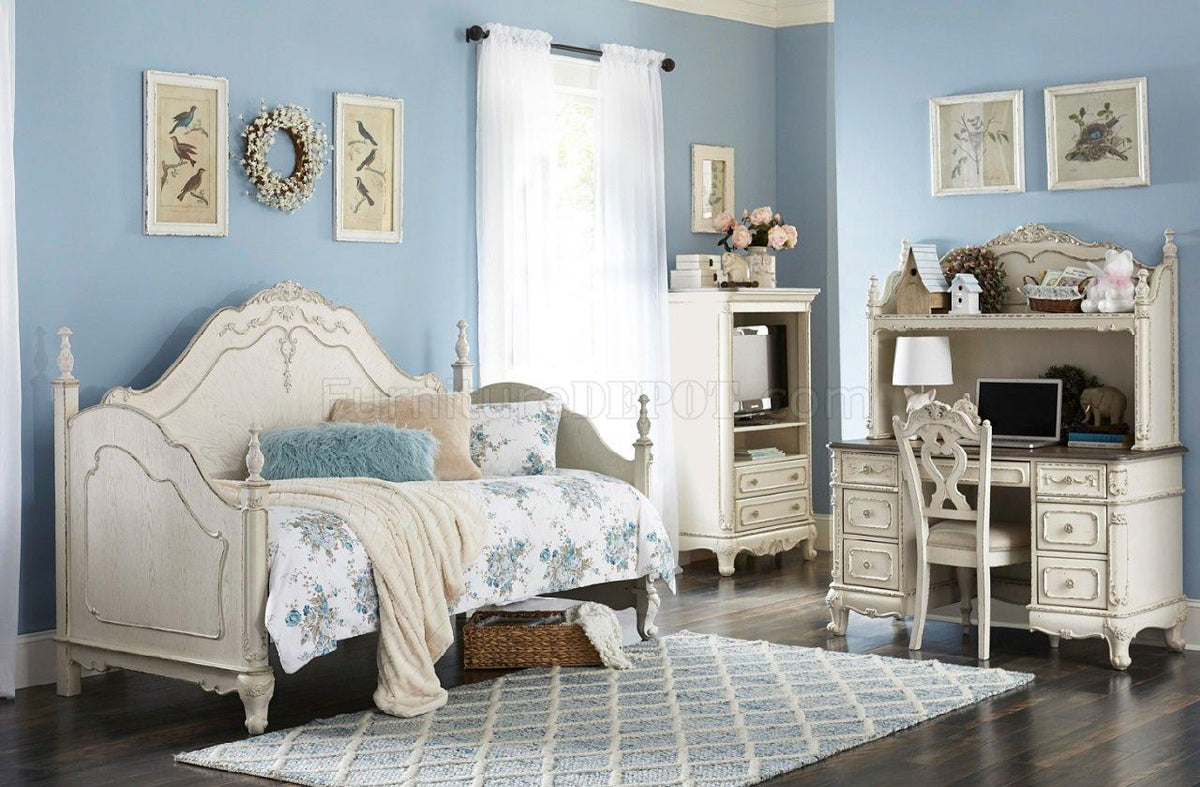 Homelegance Cinderella Writing Desk and Hutch in Antique White with Grey Rub-Through - Desk Hutch - Half Price Furniture