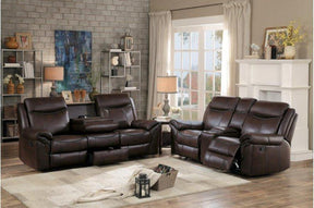 Homelegance Furniture Aram Double Glider Reclining Loveseat in Brown 8206BRW-2 - Loveseat - Half Price Furniture