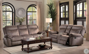 Homelegance Furniture Aram Double Glider Reclining Sofa in Dark Brown 8206NF-3 - Sofa - Half Price Furniture