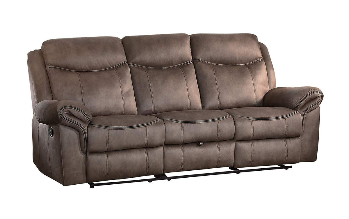 Homelegance Furniture Aram Double Glider Reclining Sofa in Dark Brown 8206NF-3 - Sofa - Half Price Furniture