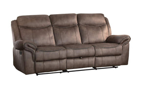 Homelegance Furniture Aram Double Glider Reclining Sofa in Dark Brown 8206NF-3 - Sofa - Half Price Furniture