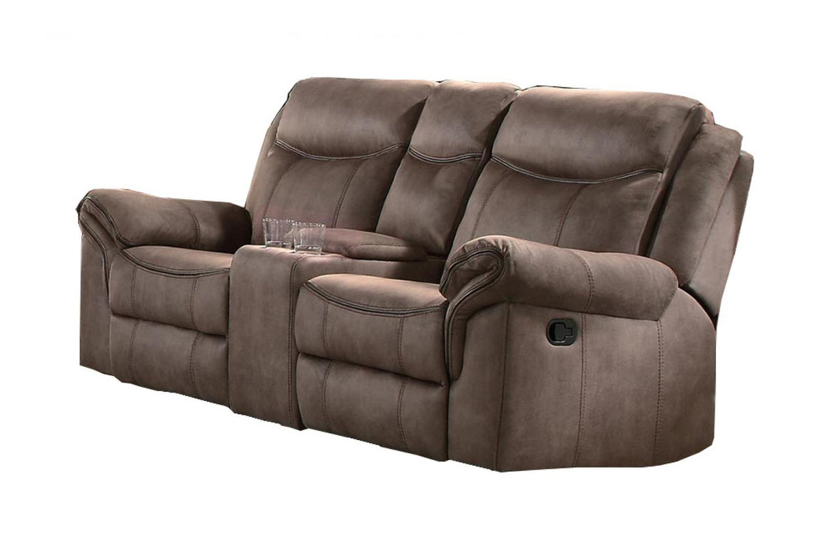 Homelegance Furniture Aram Double Glider Reclining Loveseat in Dark Brown 8206NF-2 - Loveseat - Half Price Furniture