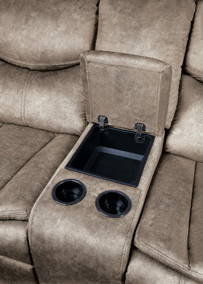 Homelegance Furniture Bastrop Double Glider Reclining Loveseat in Brown 8230FBR-2 - Loveseat - Half Price Furniture