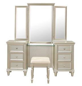 Homelegance Celandine Vanity Stool in Pearl/Silver 1928-14 Half Price Furniture
