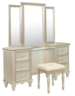 Homelegance Celandine Vanity Dresser with Mirror in Silver 1928-15* - Dresser - Half Price Furniture