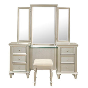 Homelegance Celandine Vanity Dresser with Mirror in Silver 1928-15* Half Price Furniture
