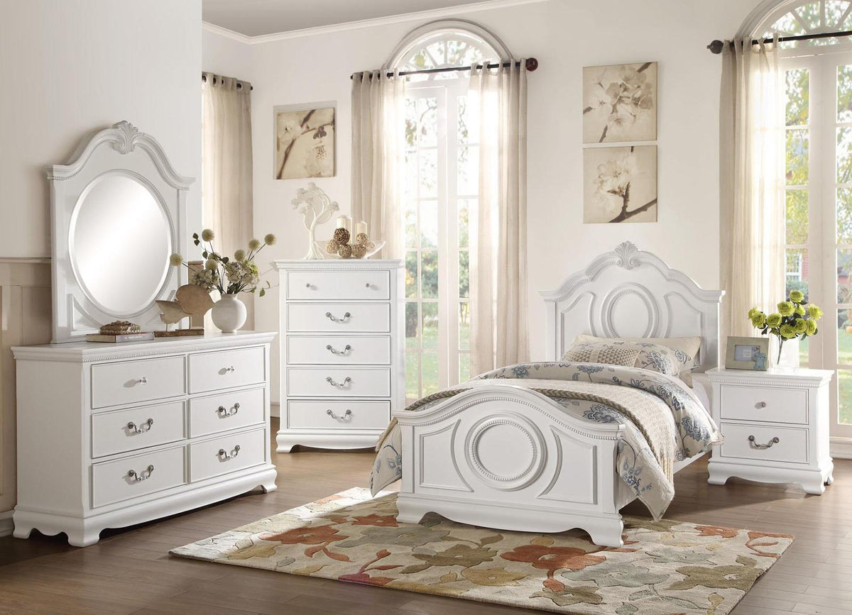 Homelegance Lucida Twin Panel Bed in White 2039TW-1* - Bed - Half Price Furniture