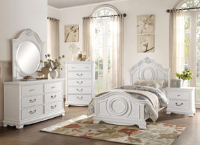 Homelegance Lucida Twin Panel Bed in White 2039TW-1* - Bed - Half Price Furniture