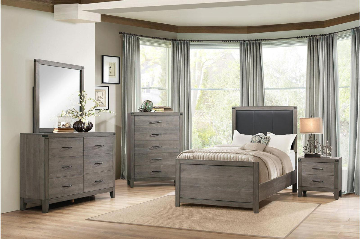 Homelegance Woodrow Twin Panel Bed in Gray 2042T-1* - Bed - Half Price Furniture