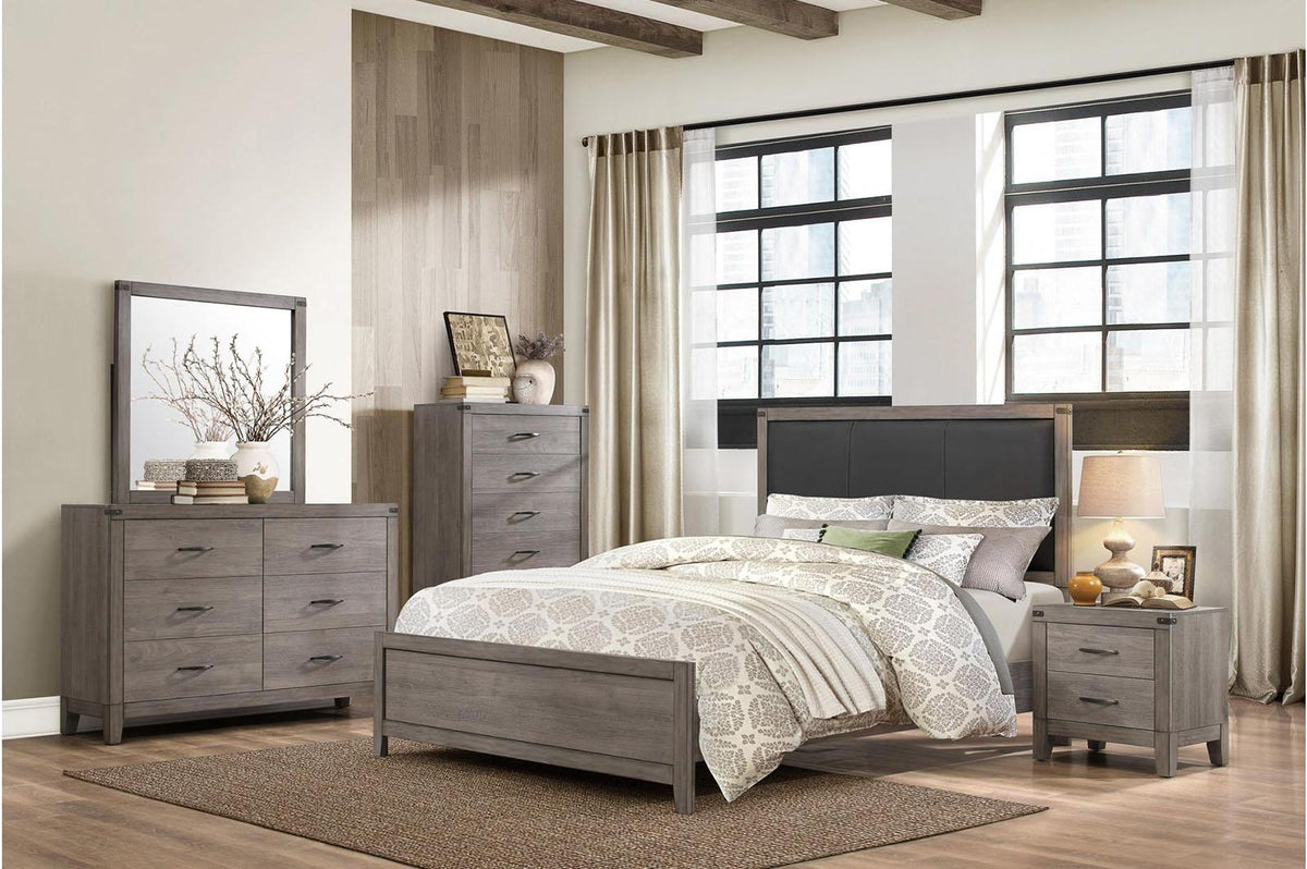Homelegance Woodrow Queen Panel Bed in Gray 2042-1* Half Price Furniture