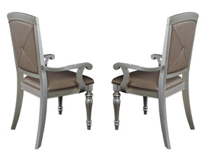 Homelegance Orsina Arm Chair in Silver (Set of 2) Half Price Furniture