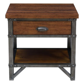 Homelegance Holverson Nightstand in Rustic Brown & Gunmetal 1715-4 Half Price Furniture