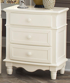 Homelegance Clementine 3 Drawer Night Stand in White B1799-4 Half Price Furniture