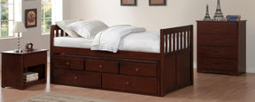 Homelegance Rowe Twin/Twin Trundle Bed w/ Two Storage Drawers in Dark Cherry B2013PRDC-1* Half Price Furniture