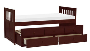 Homelegance Rowe Twin/Twin Trundle Bed w/ Two Storage Drawers in Dark Cherry B2013PRDC-1* Half Price Furniture