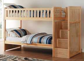 Homelegance Bartly Bunk Bed w/ Reversible Storage in Natural B2043SB-1* Half Price Furniture