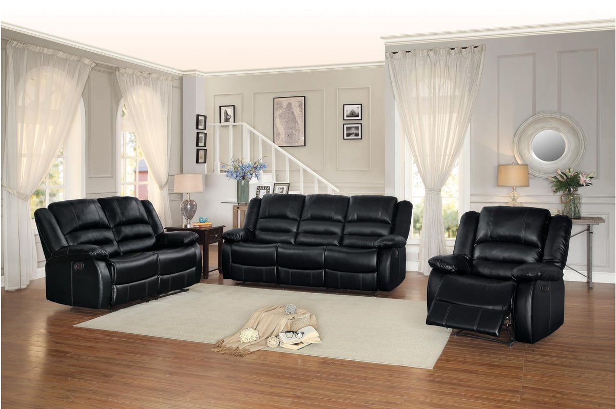 Homelegance Furniture Jarita Double Reclining Loveseat in Black Half Price Furniture