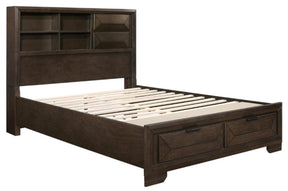 Homelegance Chesky King Bookcase Bed with Footboard Storage in Warm Espresso 1753K-1EK* - Bed - Half Price Furniture