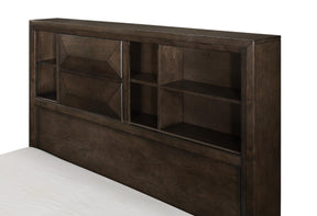 Homelegance Chesky King Bookcase Bed with Footboard Storage in Warm Espresso 1753K-1EK* - Bed - Half Price Furniture