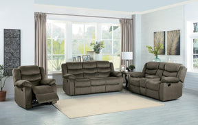 Homelegance Furniture Discus Double Reclining Sofa in Brown 9526BR-3 - Sofa - Half Price Furniture