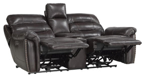 Homelegance Furniture Lance Power Double Reclining Loveseat with Power Headrests in Brown 9527BRW-2PWH - Loveseat - Half Price Furniture