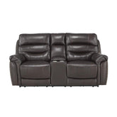Homelegance Furniture Lance Power Double Reclining Loveseat with Power Headrests in Brown 9527BRW-2PWH Half Price Furniture