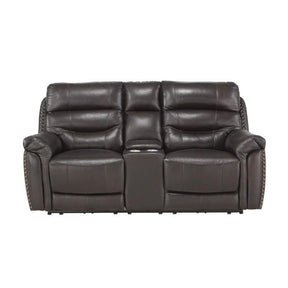 Homelegance Furniture Lance Power Double Reclining Loveseat with Power Headrests in Brown 9527BRW-2PWH Half Price Furniture